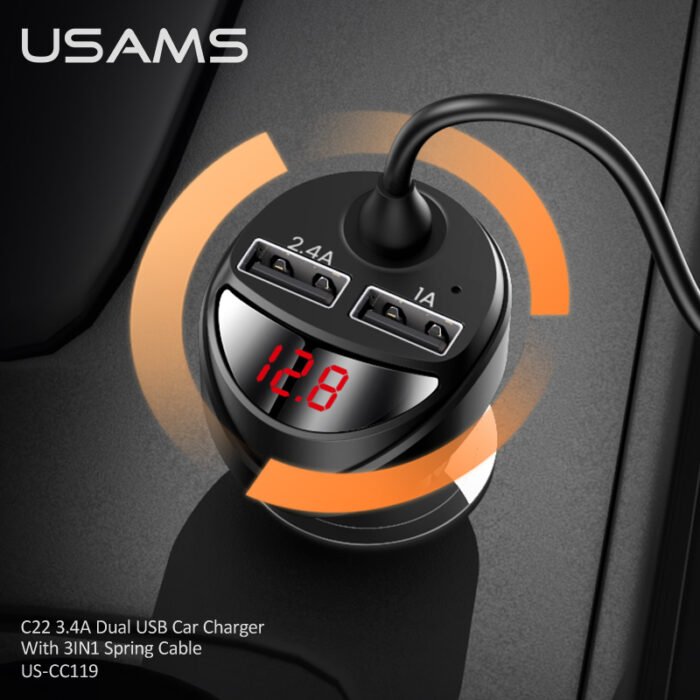 USAMS Полнач за во автомобил 3 во 1 US-CC119 - Image 5