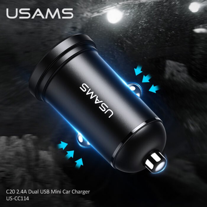 USAMS Полнач за во автомобил US-CC114 C20 2.4A - Image 5