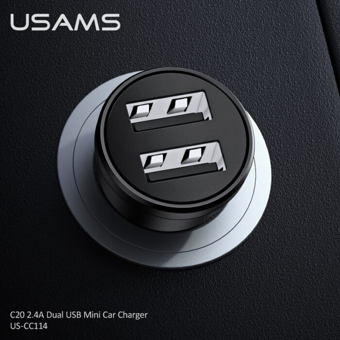 USAMS Полнач за во автомобил US-CC114 C20 2.4A - Image 6