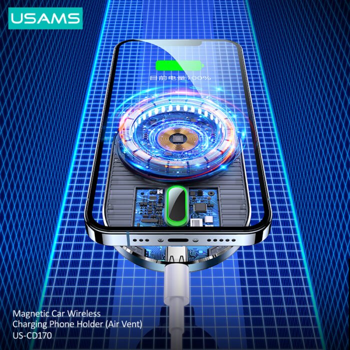 USAMS Магнетен држач со безжичен полнач US-CD170 15W - Image 7