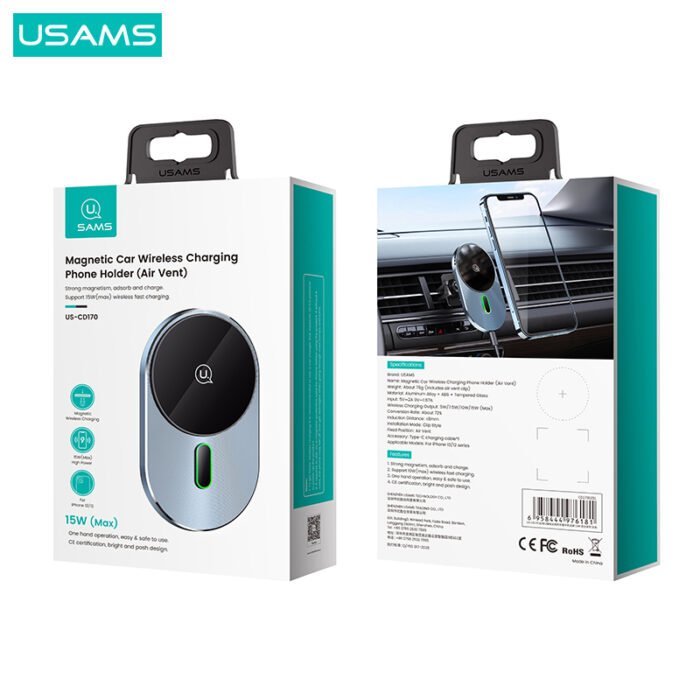 USAMS Магнетен држач со безжичен полнач US-CD170 15W - Image 6