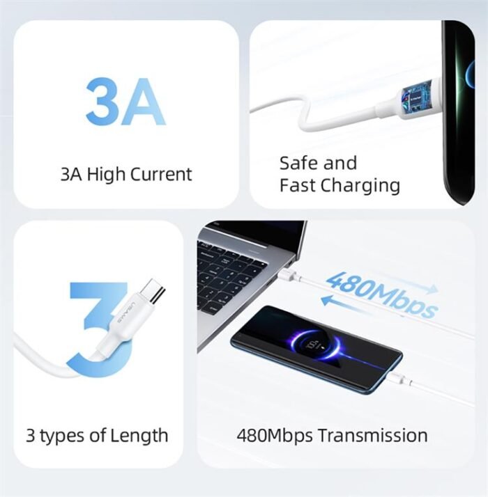 USAMS Кабел 3A US-SJ601 U84 Type-C Charging & Data Cable  1m - Image 9