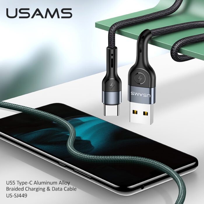 USAMS Кабел 1m Type-C  US-SJ449 U55 зелен - Image 6