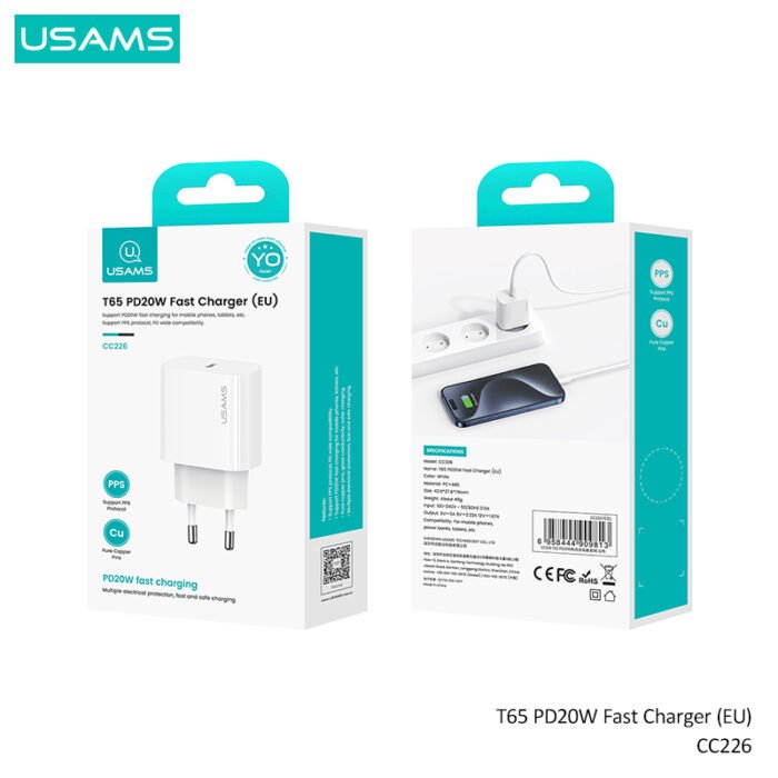 USAMS брз полнач CC226 PD20W со кабел SJ711 60W Type-C To Type-C - Image 4