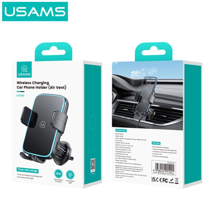 USAMS држач со безжичен полнач CD230 15W - Image 5